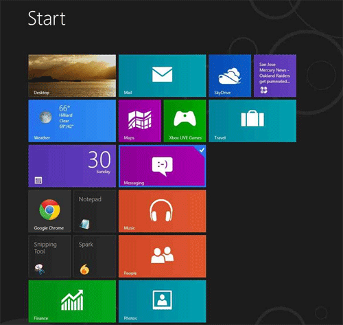 Windows 8 Start Screen, Resized Tiles
